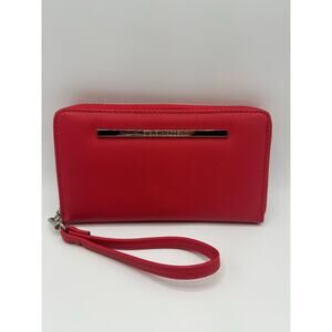 Steve Madden BZippy Red Wallet Wristlet Clutch Silver Hardware NWOT